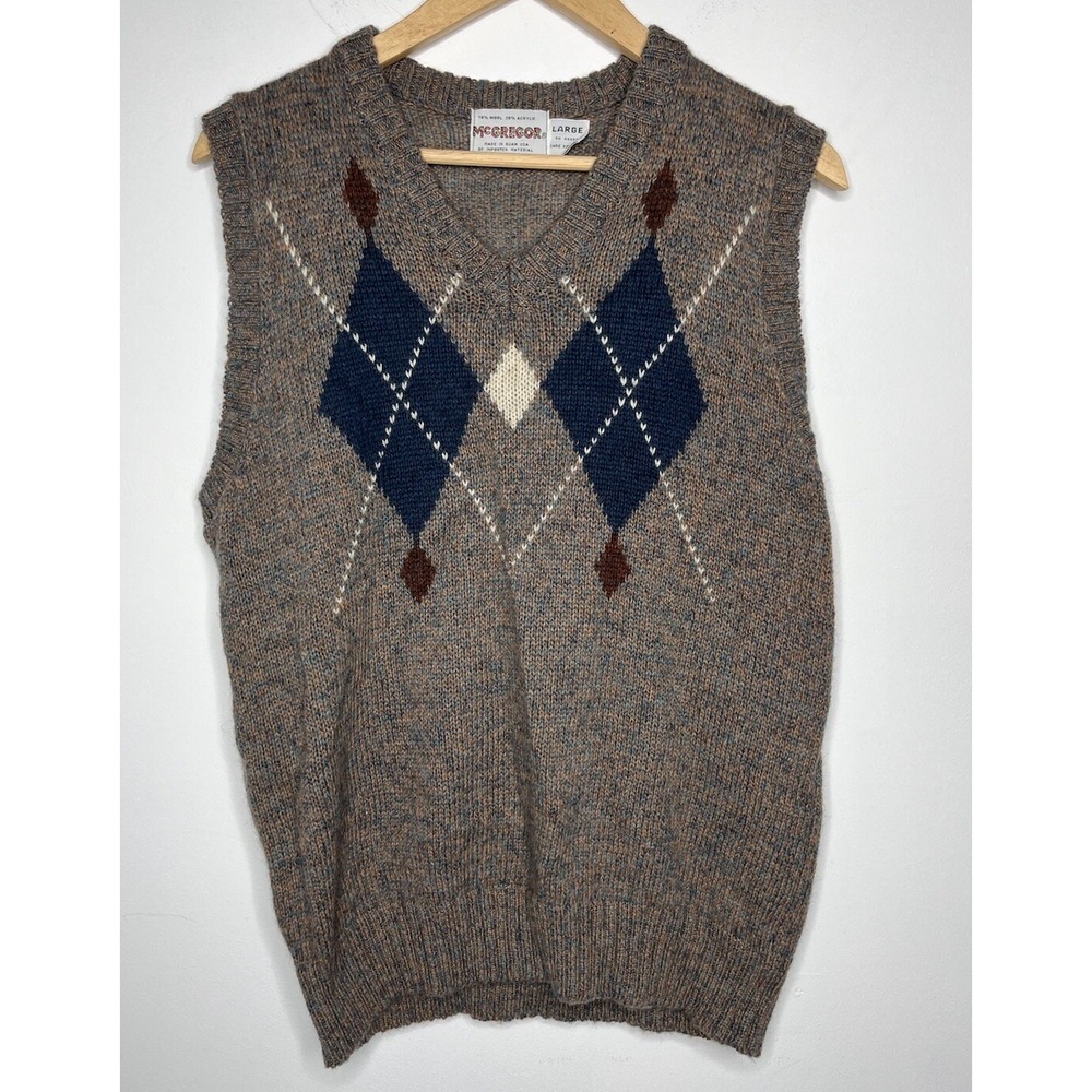 Vtg McGregor Wool Blend Pullover Sweater vest Size Large Multicolor